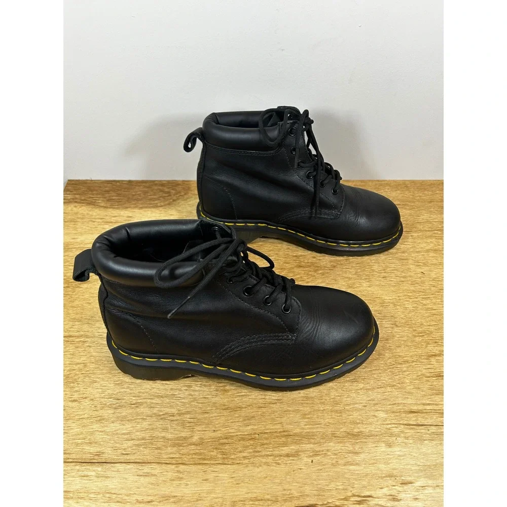 Dr. Martens 939 6-Eye Black Leather Padded Collar Boots Mens 6 Women 7 AW004